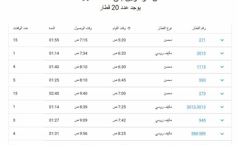 مواعيد قطارات الزقازيق الاسماعيليه