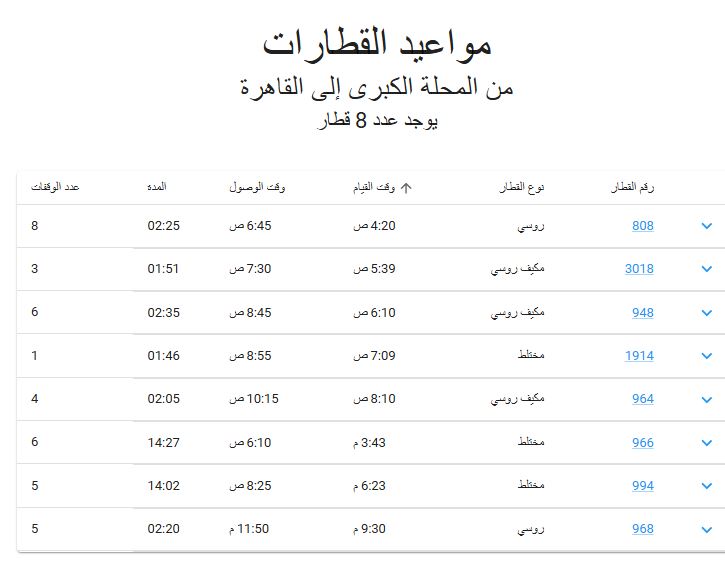 مواعيد قطارات المحله القاهره