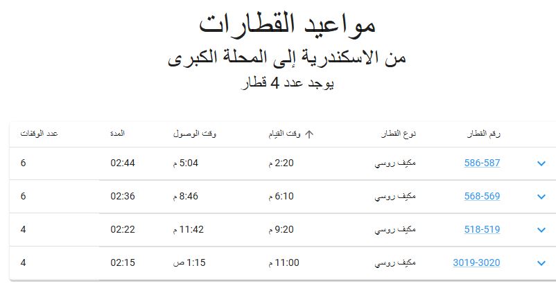 مواعيد قطارات اسكندرية المحلة