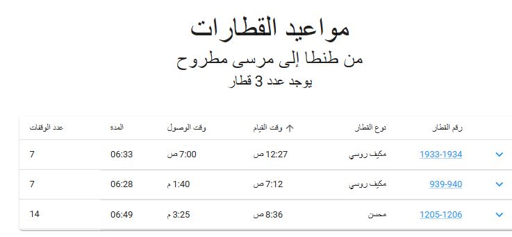 مواعيد قطارات طنطا مطروح 