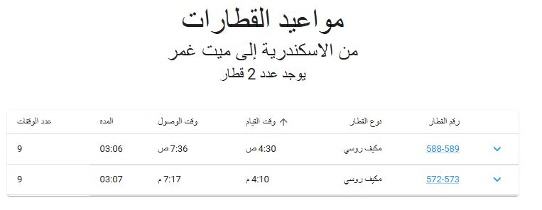 مواعيد قطار الاسكندرية ميت غمر